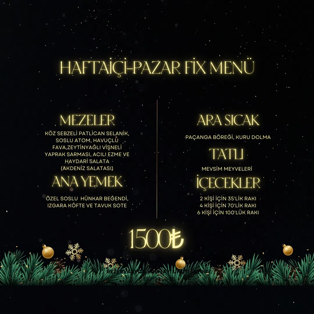 Haftaiçi-Pazar Fix Menü